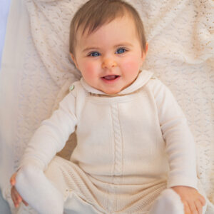 Baby Knitted Overalls - 0/1 mes, Crudo