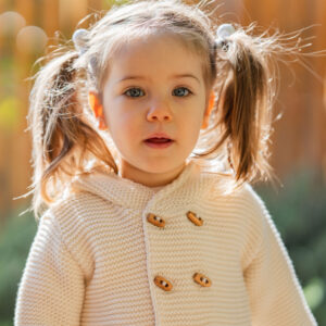 Knitted Baby Jacket - 3 months, Ecru